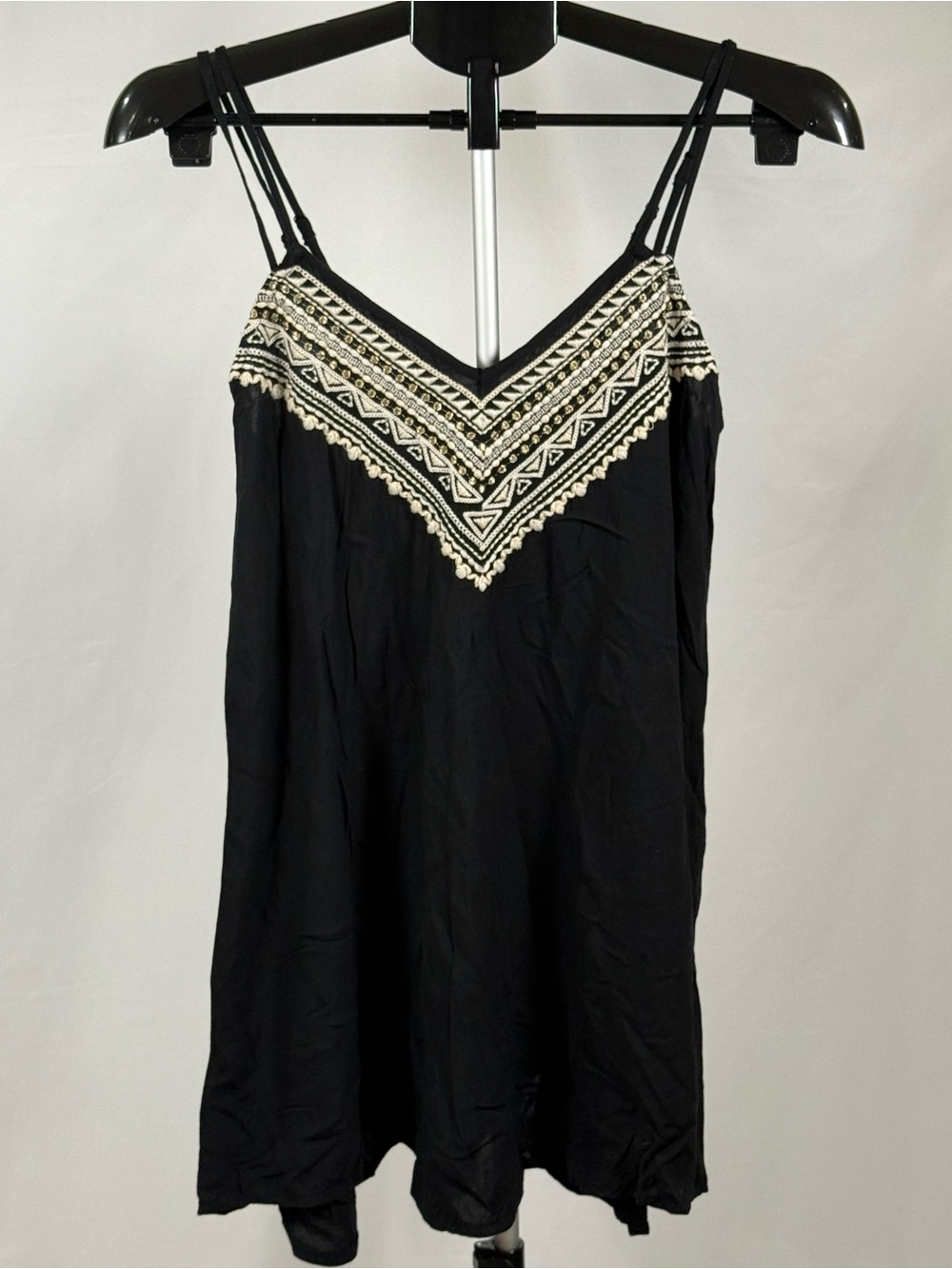 American Eagle Outfitters Black Slip Dress with Cream Label Detail